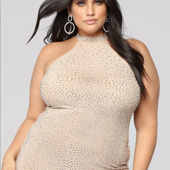 Nude Rhinestone Dress - Picture 4 of 8